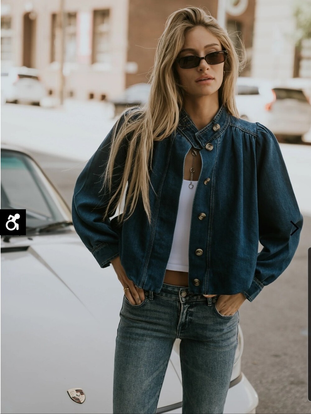BOHME Marilyn Bubble Denim Jacket Size M